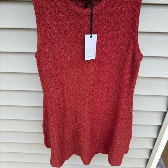 💚SALE: NWT Love Riche size L Cable Knit Sleeveless Wool Blend Dress - Rust Red - Picture 2 of 13